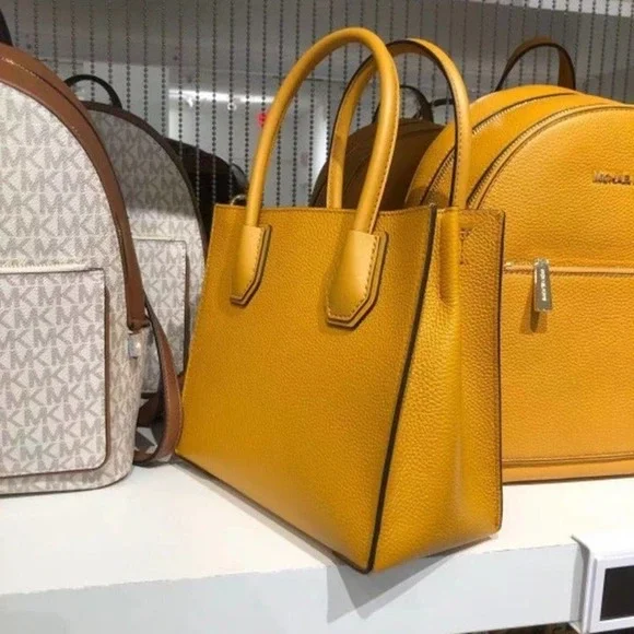 MICHAEL KORS MERCER MEDIUM MESSENGER SATCHEL BAG LEATHER MARIGOLD